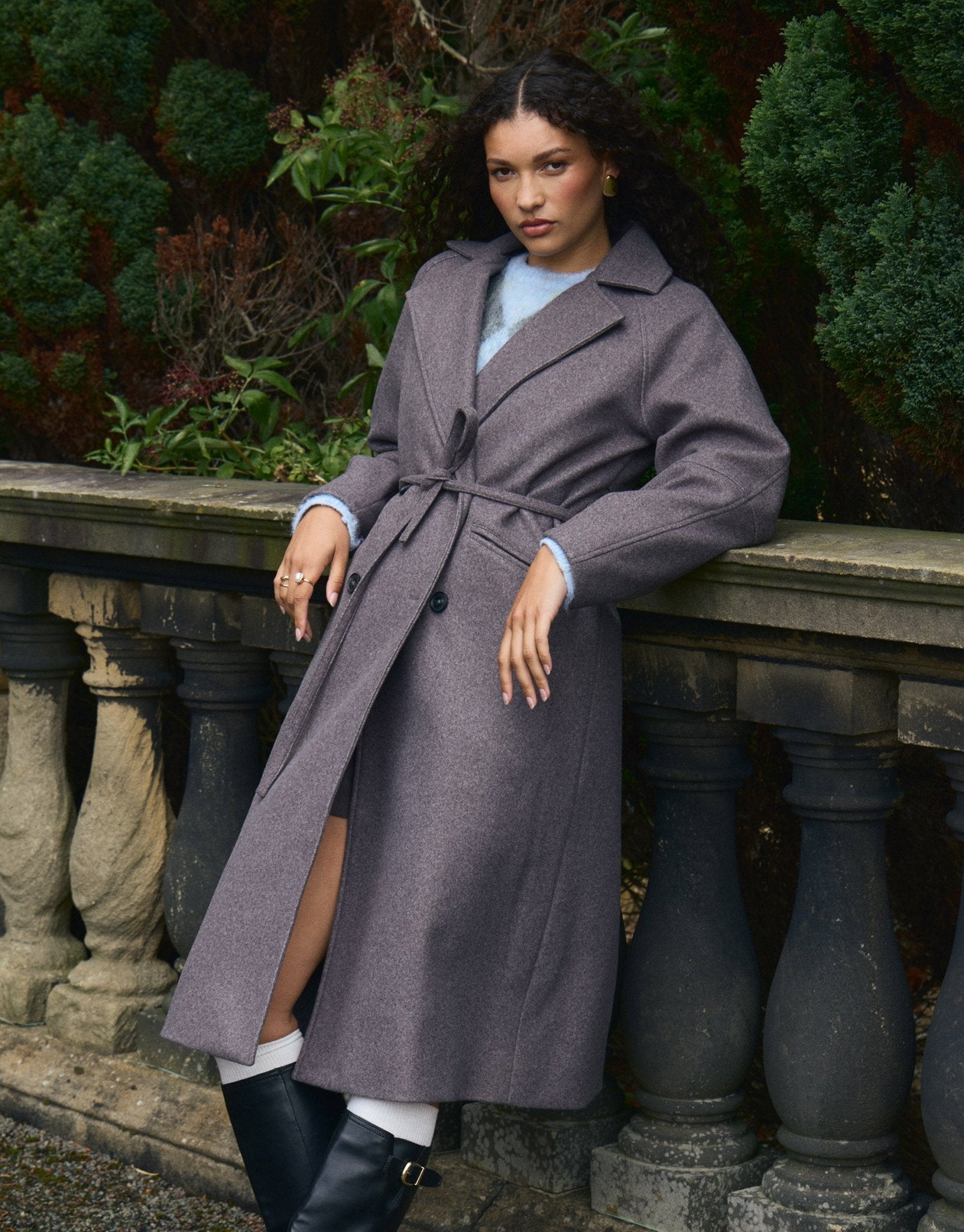 Threadbare Women's Longline Cocoon Coat in Grey