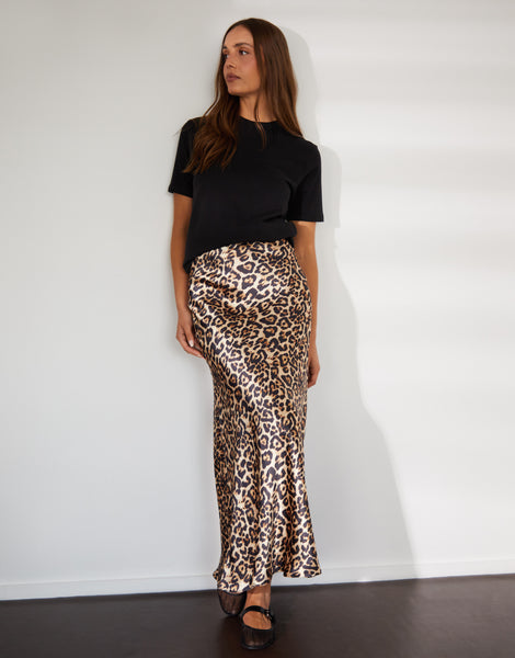 Women s Leopard Print Maxi Satin Slip Skirt Threadbare