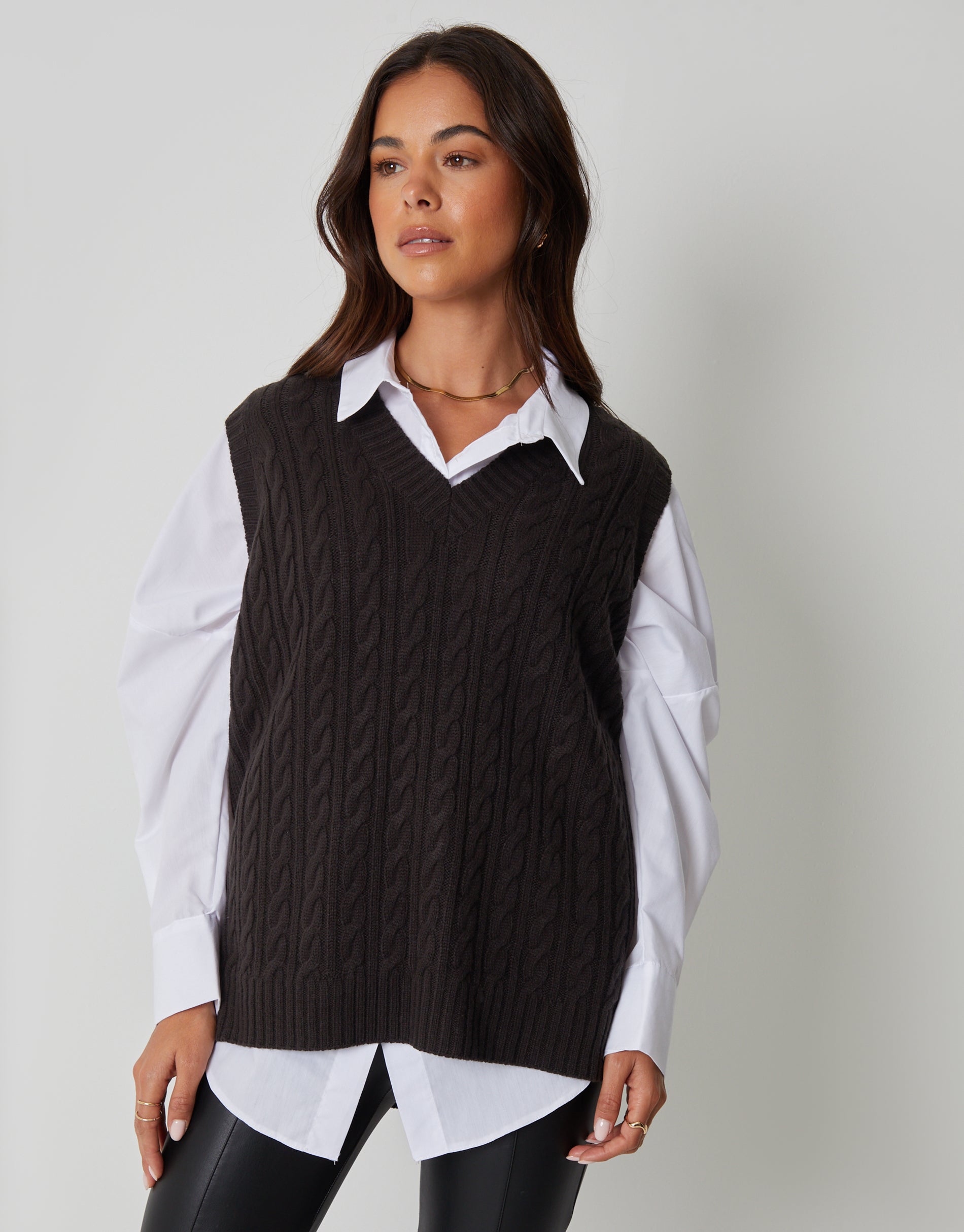 Threadbare Women's Black Cable Knit Vest — free download