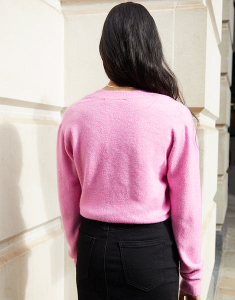 Pink wrap jumper hotsell