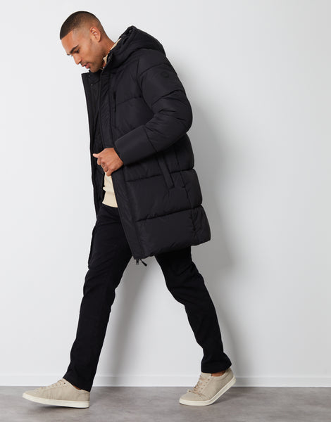 送料無料】 スリードベア メンズ ジャケット・ブルゾン アウター Threadbare Plus longline padded jacket in  black Black