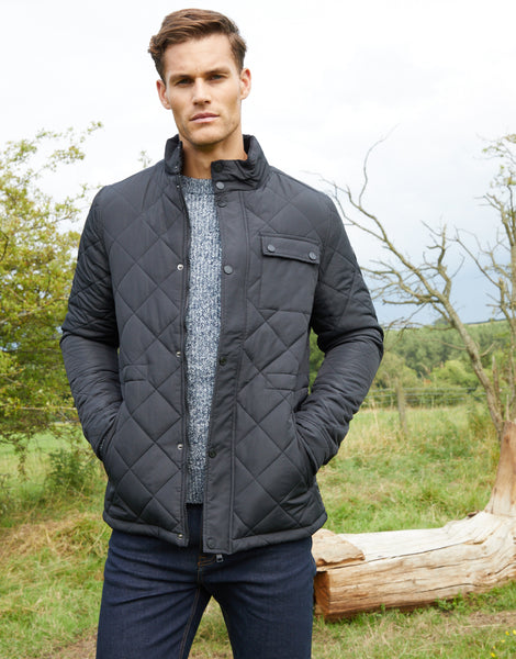 Black quilted jacket mens online