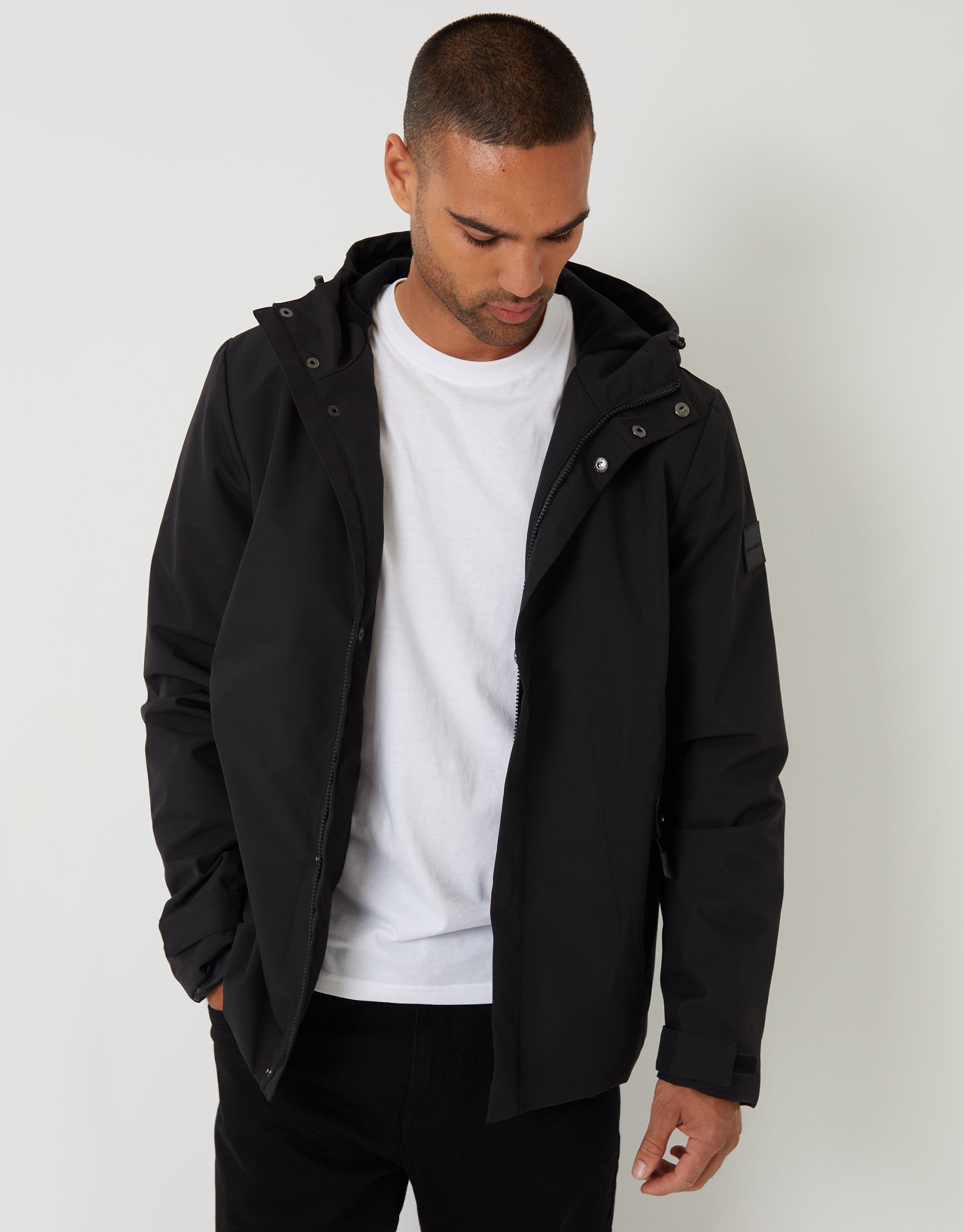 Grey Showerproof Two-Tone Microfleece Lined Ski Jacket