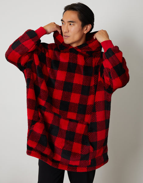 Black and red plaid hoodie hotsell