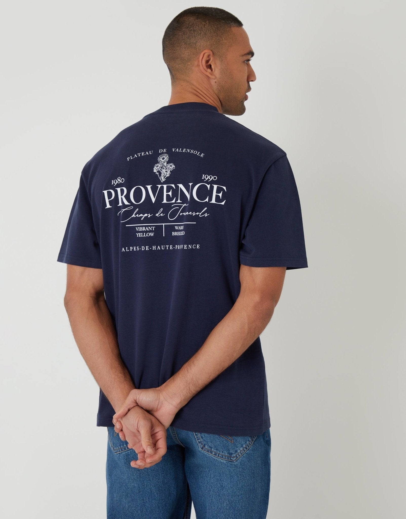 Threadbare Men's Relaxed Fit Provence T-Shirt in Navy – Threadbare