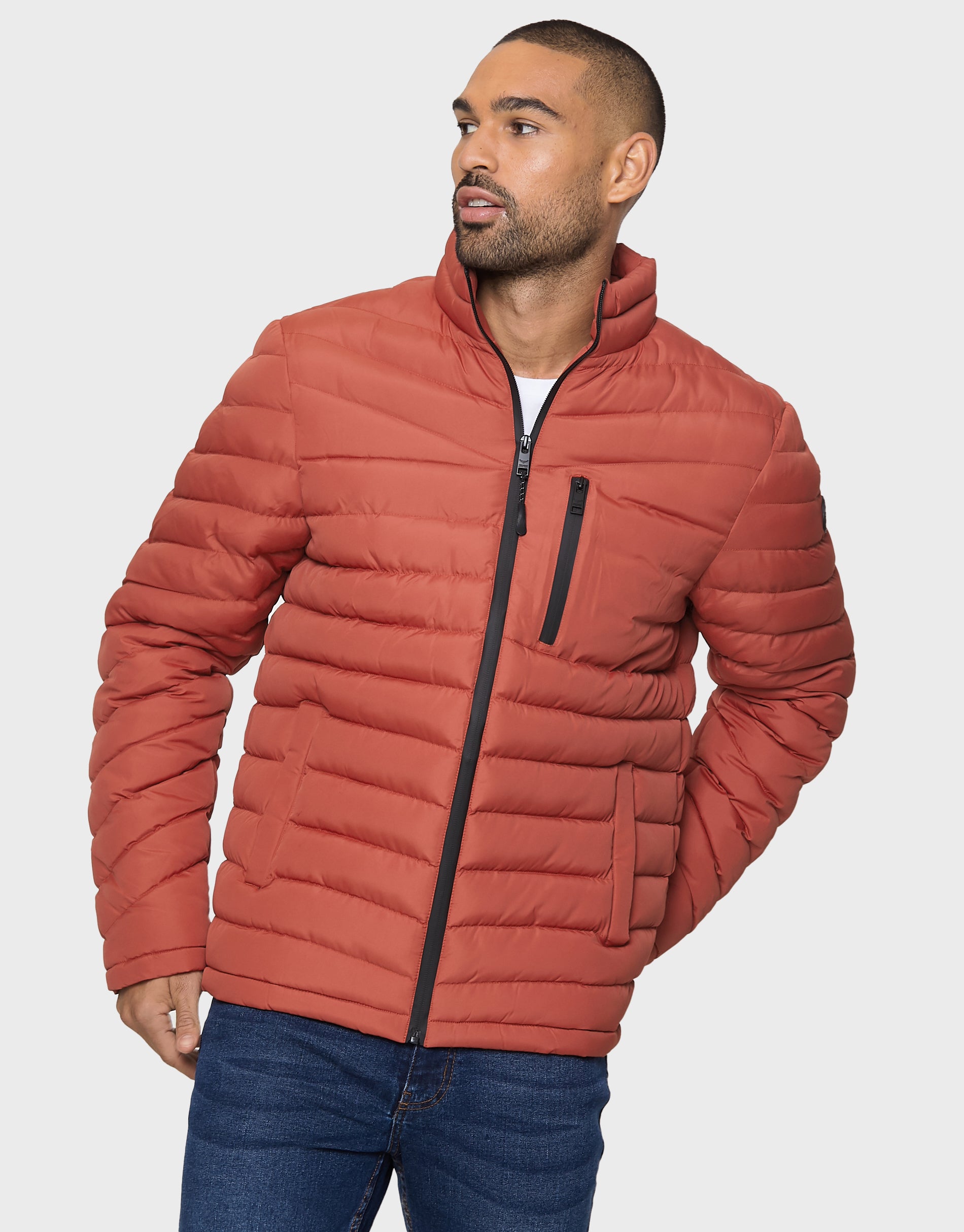 Threadbare Men's Rust Orange Lightweight Padded Puffer Jacket