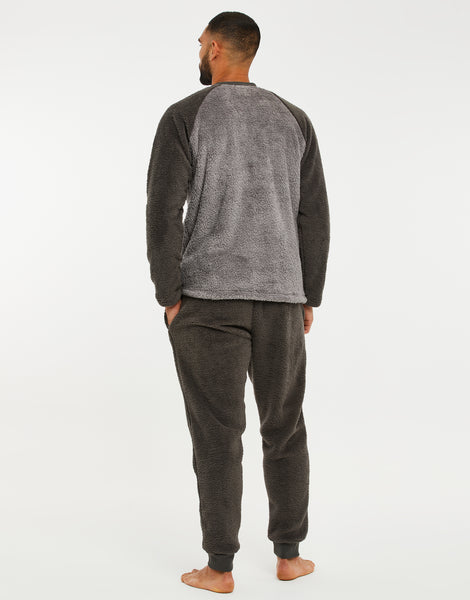 Burgundy Borg Raglan Sweatshirt Lounge Set (2-Piece Set) main image 1
