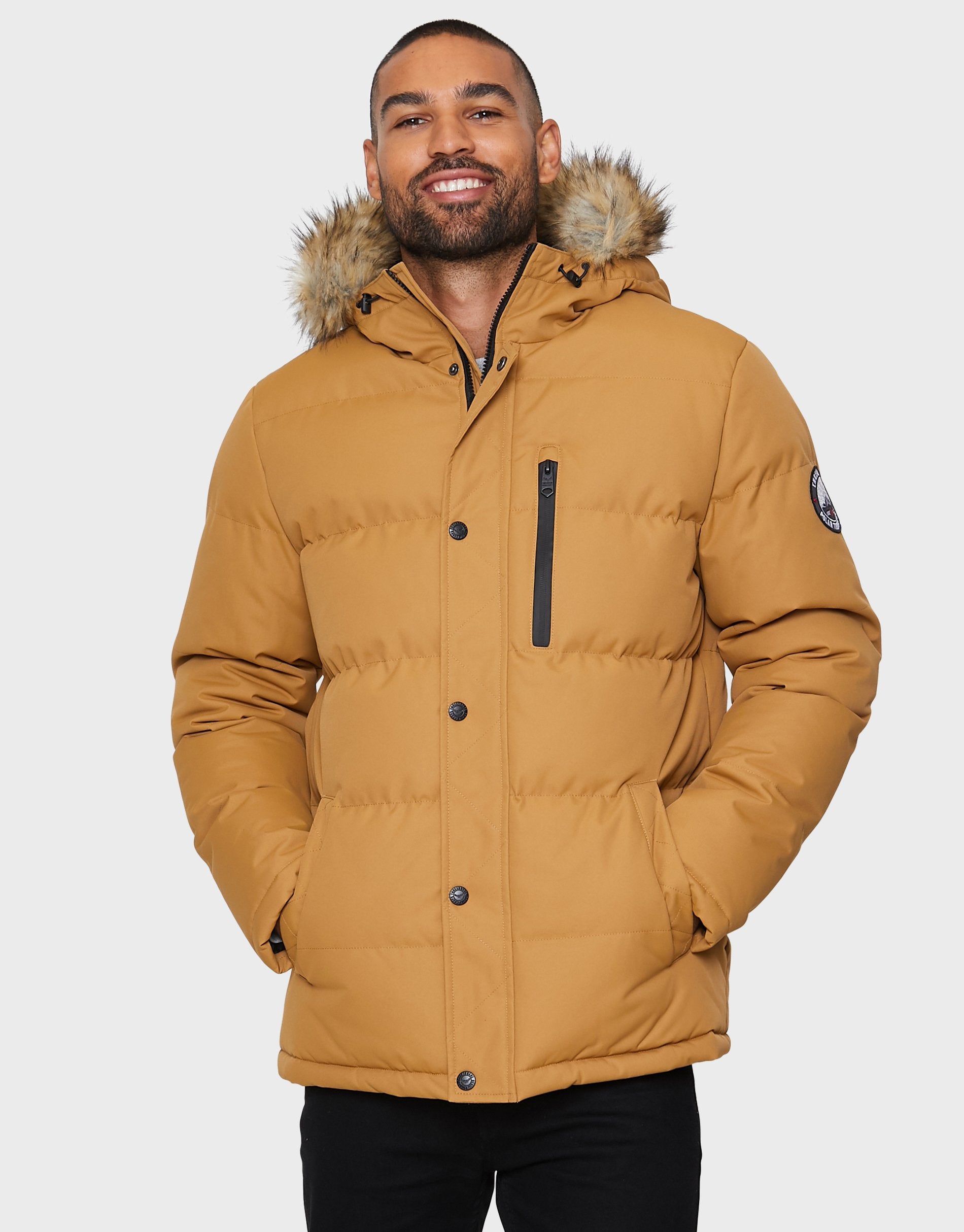 Threadbare Men's Camel Brown Parka Jacket - Main Image