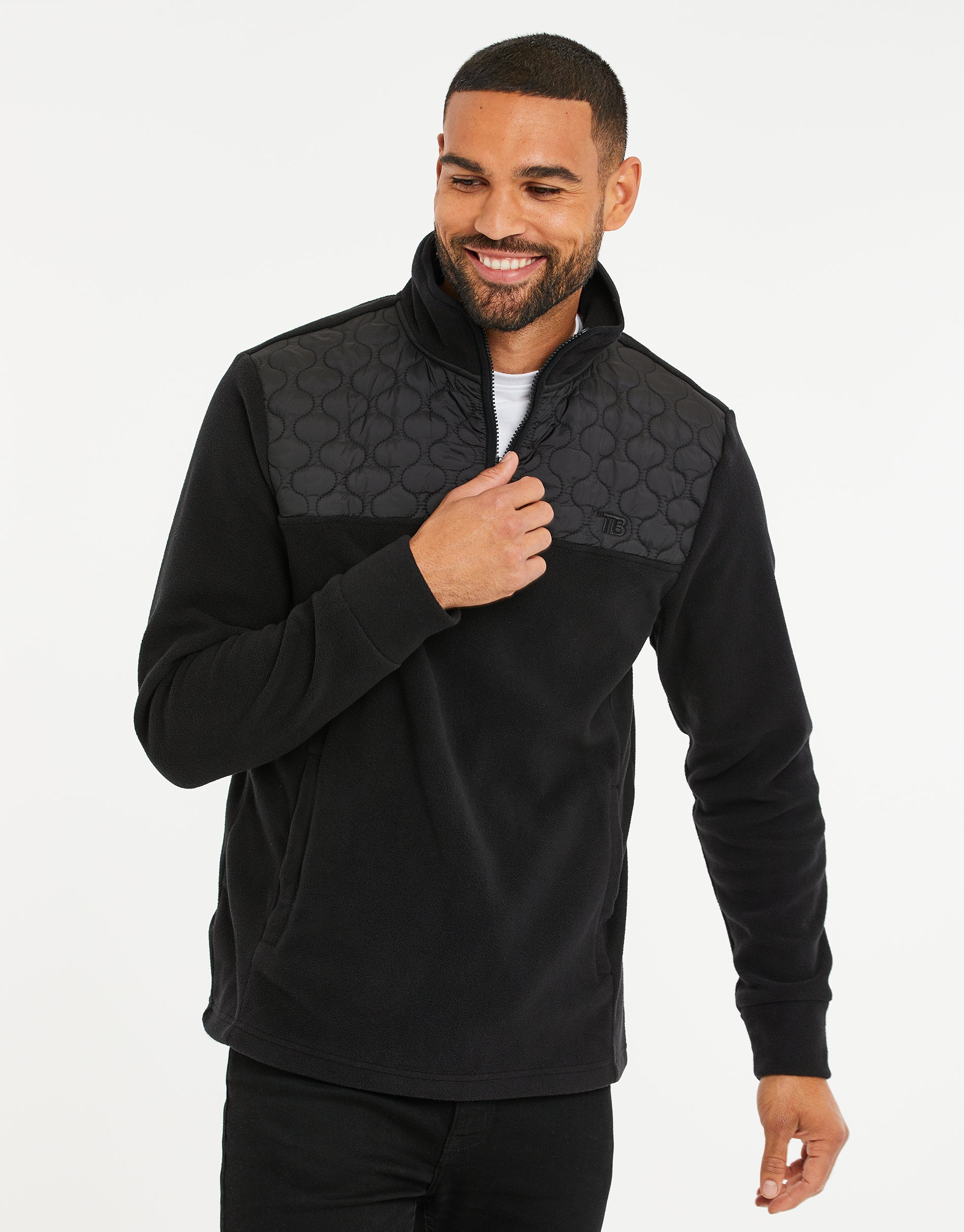 Threadbare Men's Black Fitness Onion Quilted Contrast Panel