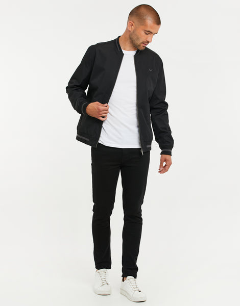 Men's Black Plain Lightweight Classic Bomber Jacket – Threadbare