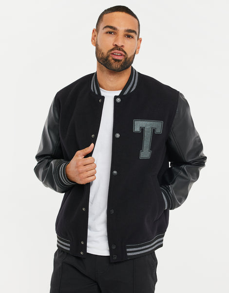 Black varsity shop bomber jacket mens