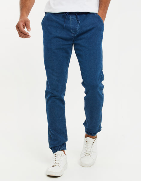 Men's denim jogger pants - blue P663