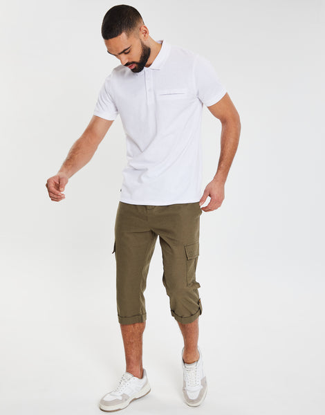 Threadbare Green Cotton Cargo Pocket Trousers With Stretch