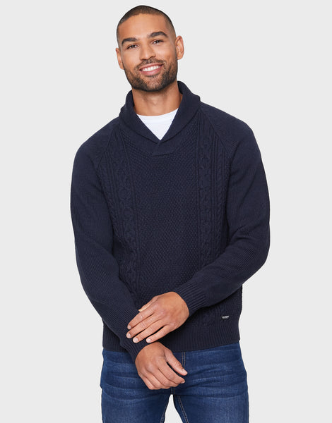 SONS Port Shawl Collar Jumper Navy