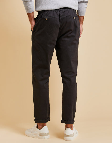 Threadbare Luxe Men's Black Formal Drawstring Seam Detail Tailored Trousers