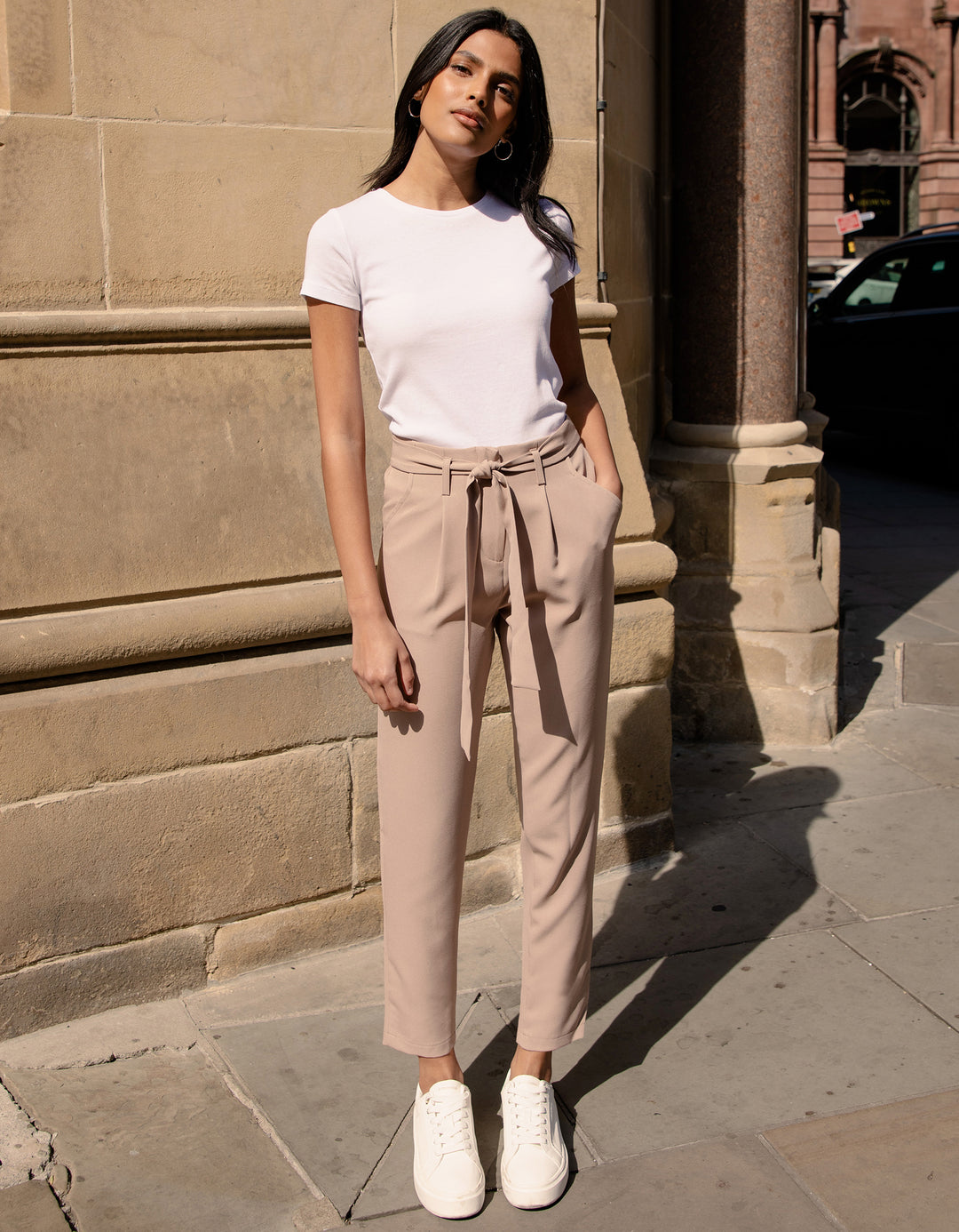 Taupe Paperbag Waist Trousers