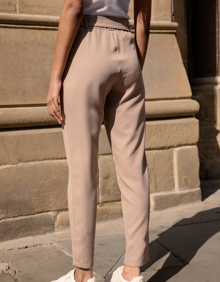 Taupe Paperbag Waist Trousers