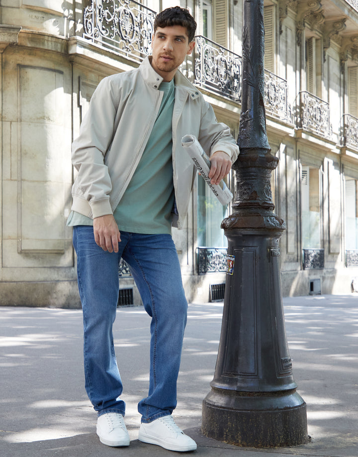 Stone Zip Up Harrington Jacket