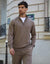 Taupe Marl Funnel Neck Quarter Zip Knitted Jumper