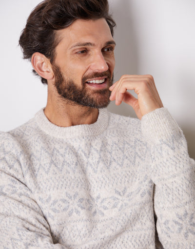 Ecru Christmas Fairisle Crew Neck Jumper