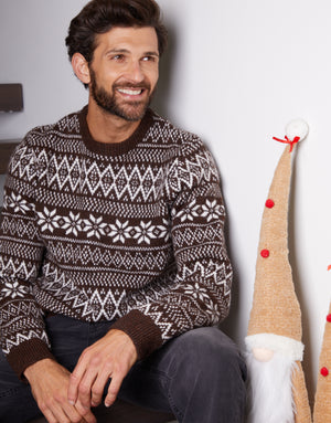 Brown Christmas Fairisle Crew Neck Jumper