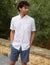 White Short Sleeve Linen Blend Shirt