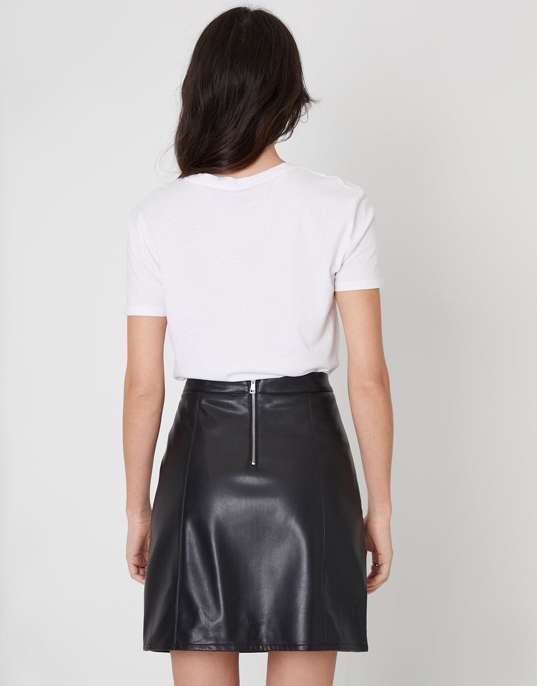 Black PU A-Line Mini Skirt