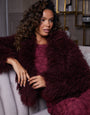 Berry Red Collared Faux Fur Coat
