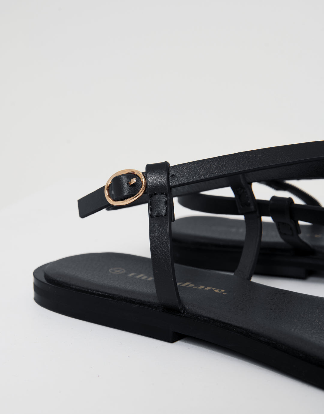 Black Back Strap Metal Detail Sandals