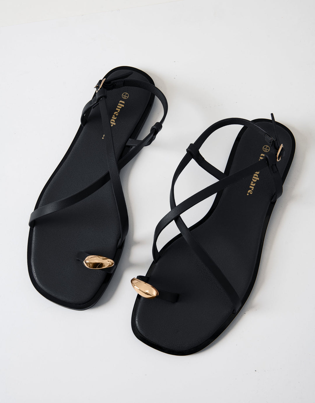 Black Back Strap Metal Detail Sandals