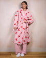 Pink Cherry Print Borg Dressing Gown