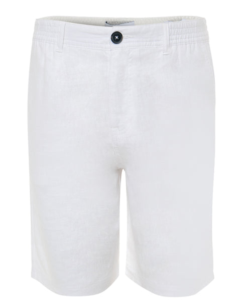 Threadbare Linen Blend Shorts in White - flat lay