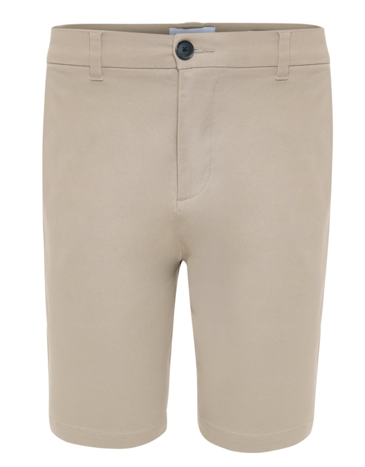 Threadbare Regular Fit Stretch 3 Pocket Chino Shorts in Stone - flat lay