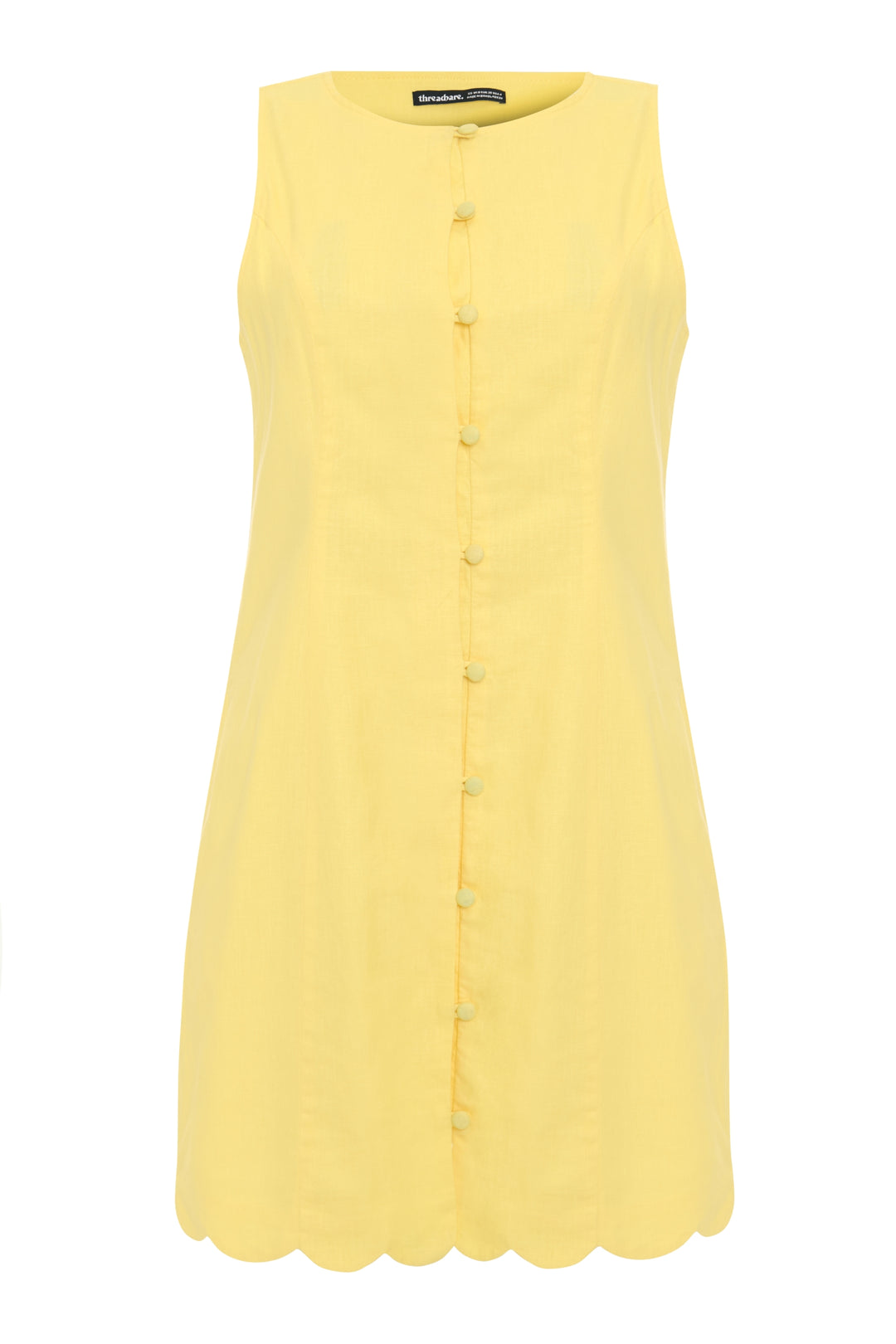 Threadbare Linen Blend Pinafore Dress in Yellow - flat lay