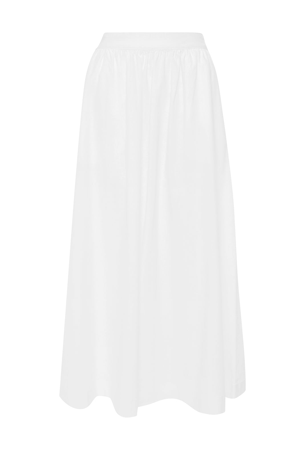 Threadbare Linen Blend Gathered Midaxi Skirt in White - flat lay