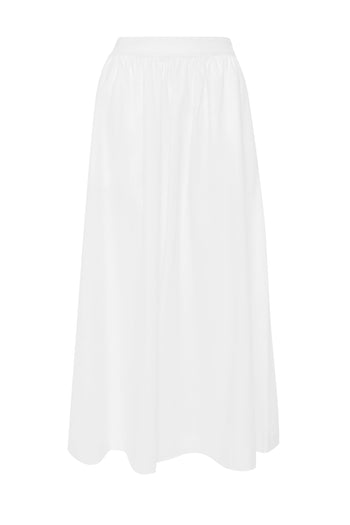 Threadbare Linen Blend Gathered Midaxi Skirt in White - flat lay