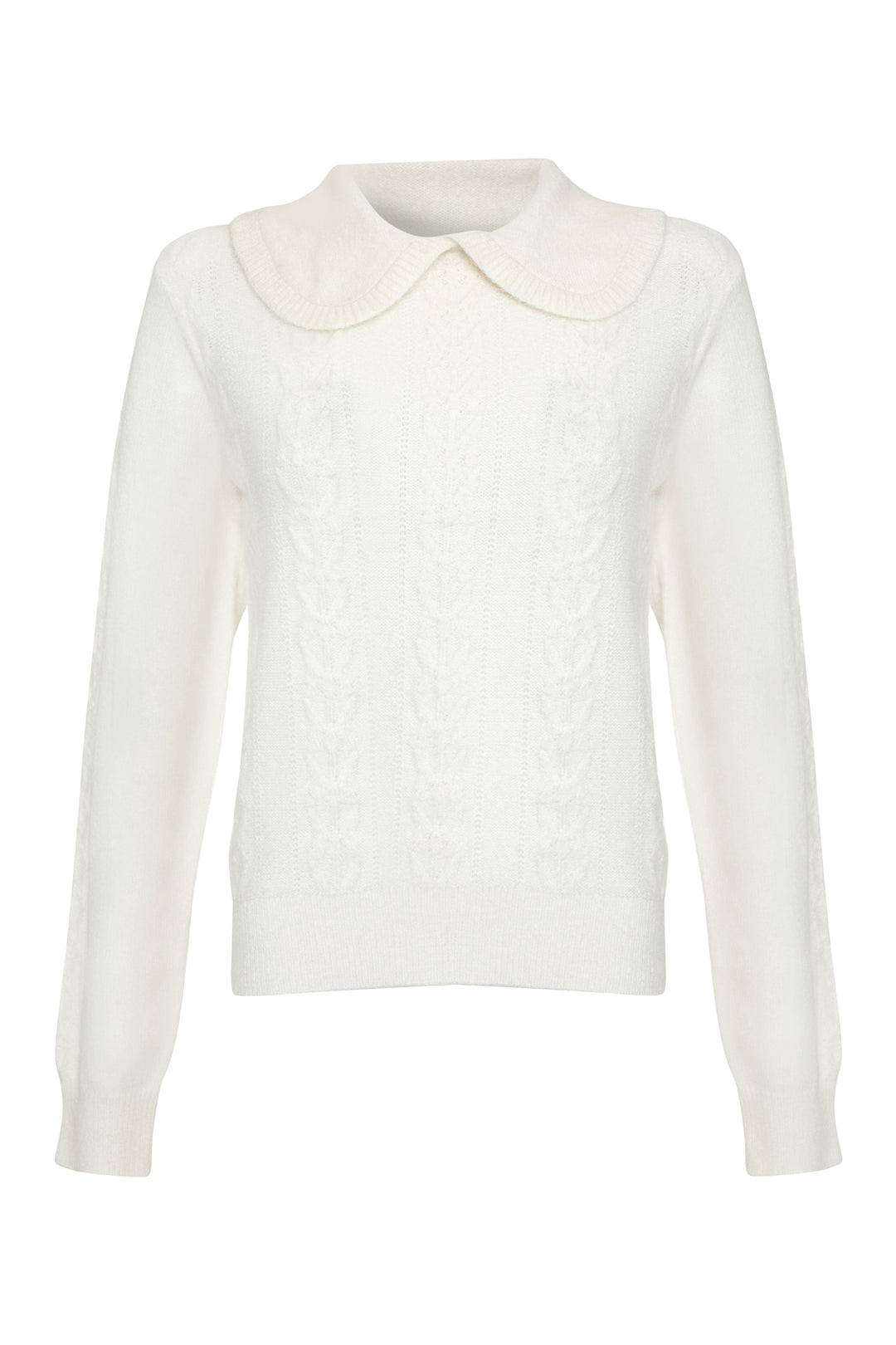 Ecru Peter Pan Collar Cable Knit Jumper