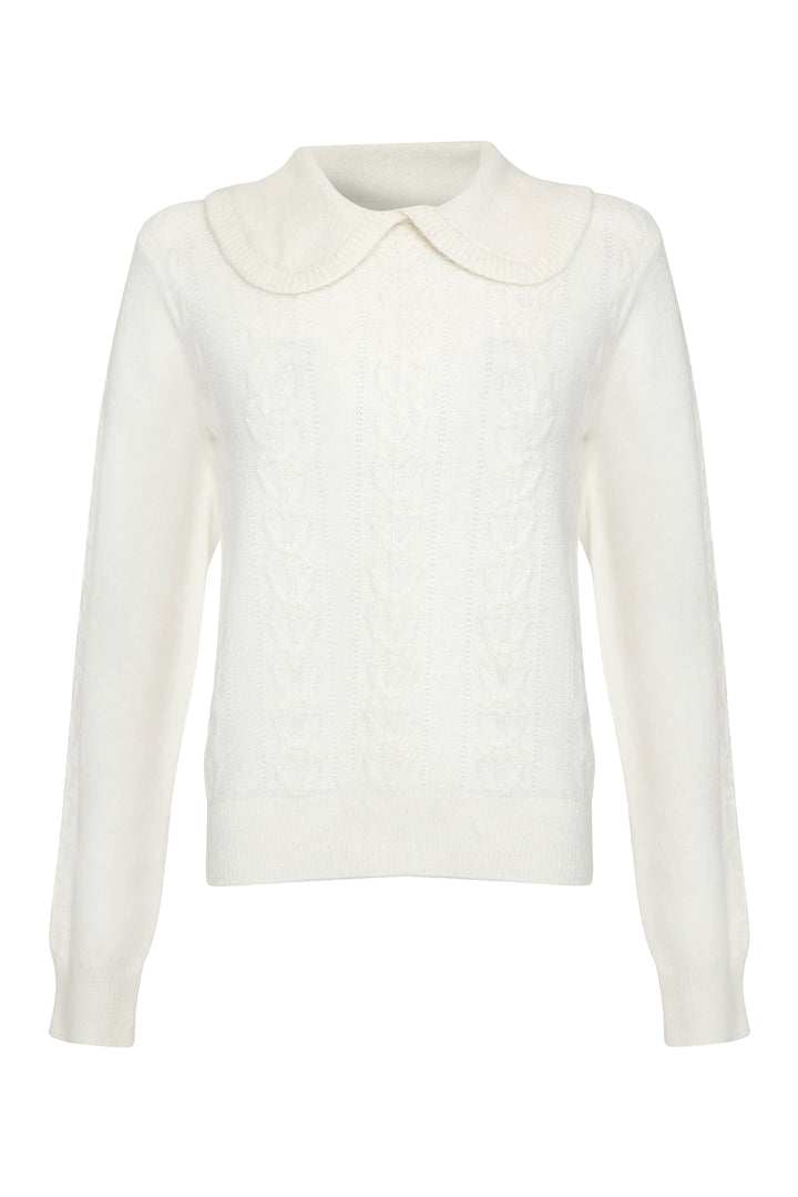 Ecru Peter Pan Collar Cable Knit Jumper