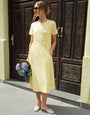 Yellow Jersey Midi Smock Dress with Pockets