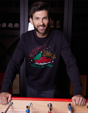 Black Christmas Graphic Print Crew Neck Sweatshirt