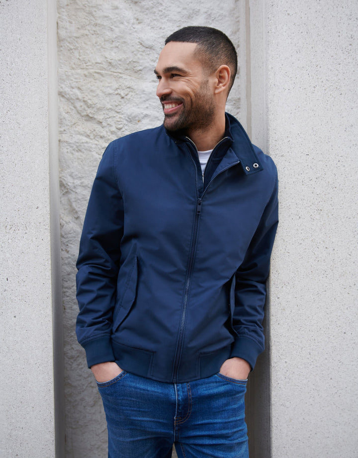 Navy Zip Up Harrington Jacket