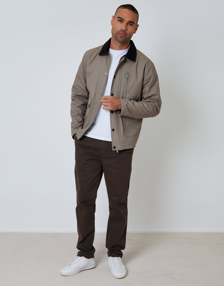 Mushroom Brown Collared Lightweight Jacket