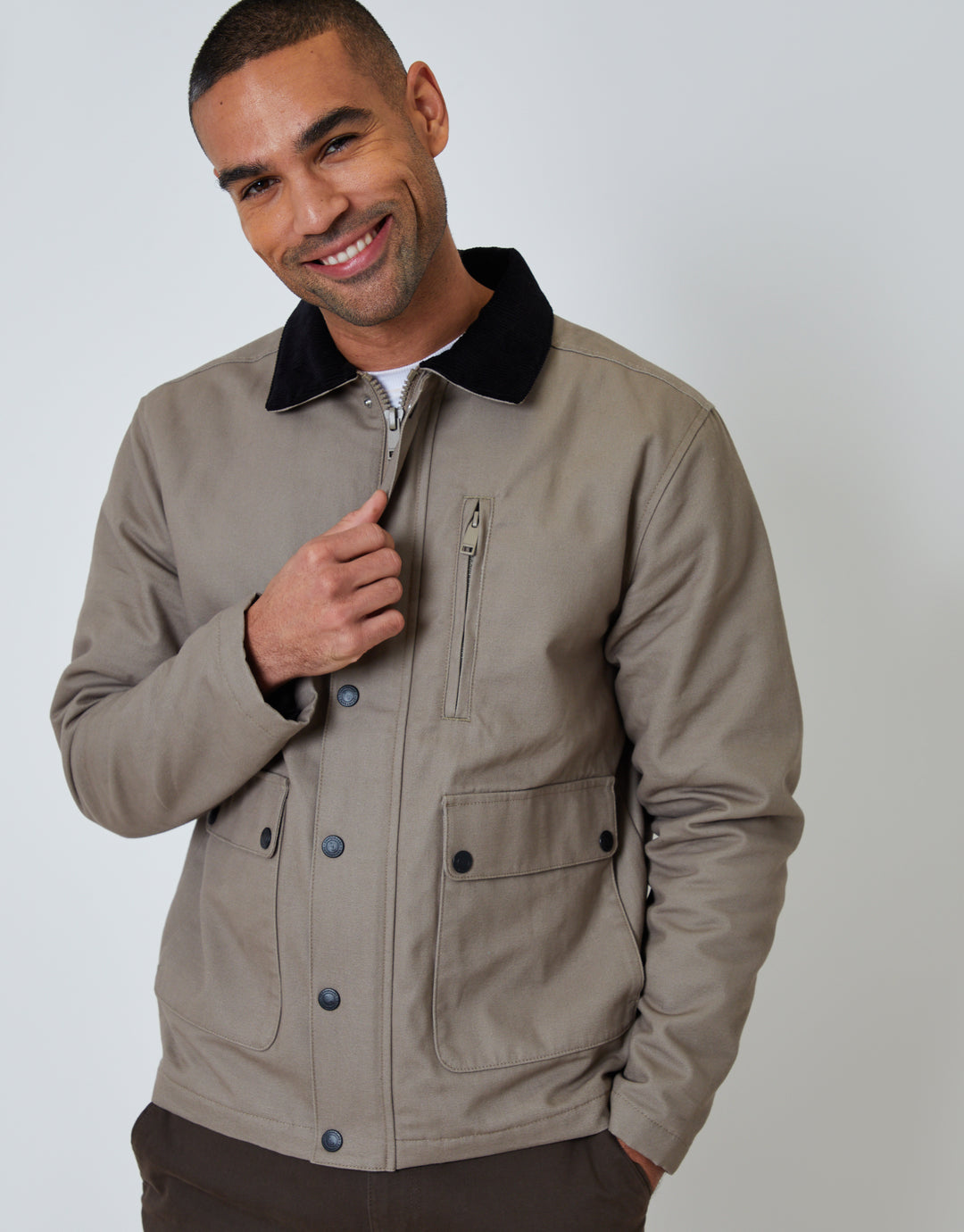 Mushroom Brown Collared Lightweight Jacket