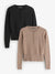 Beige & Black Crew Neck Compact Knitted Cardigan (2 Pack)