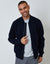 Navy Faux Wool Bomber Jacket
