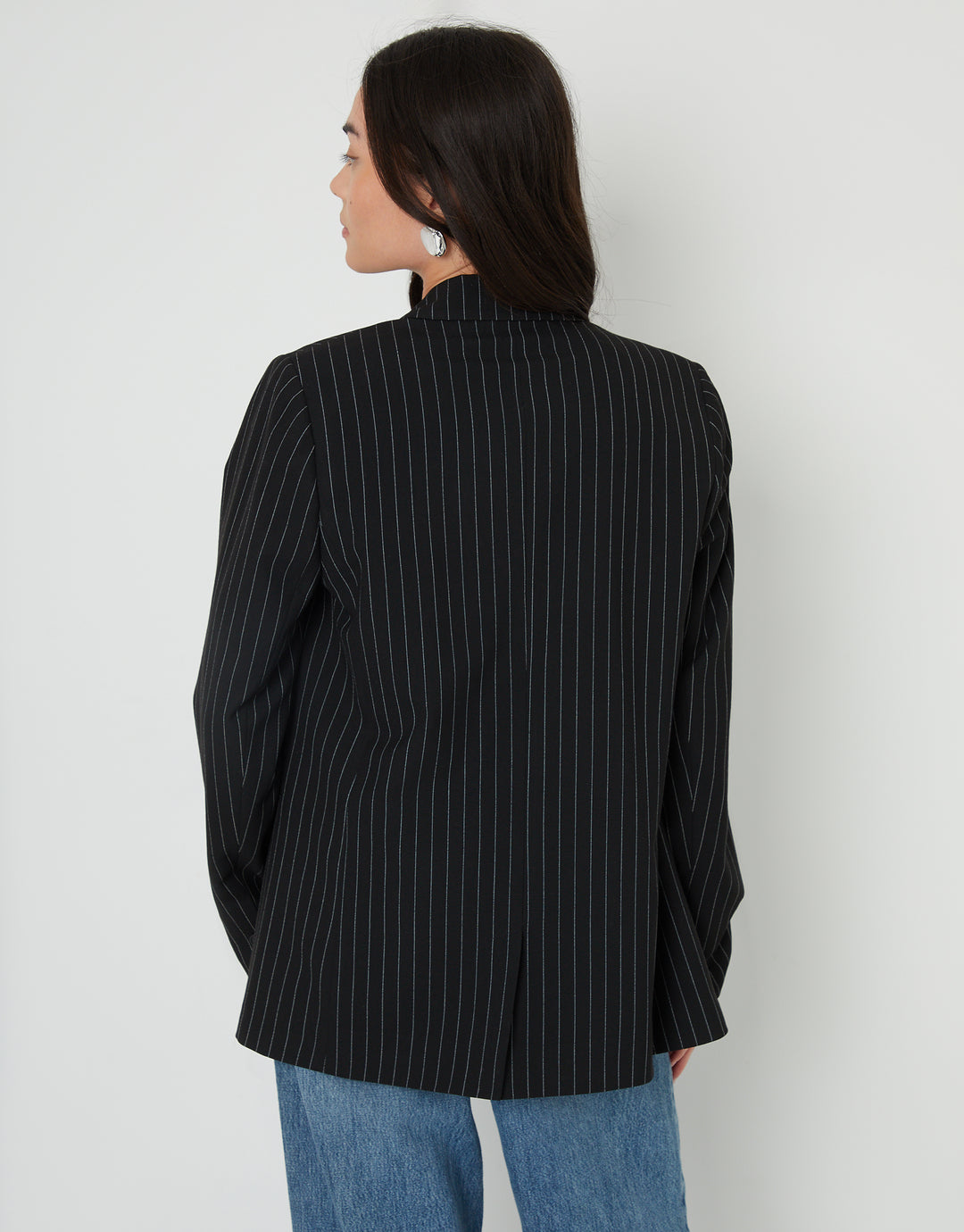 Black Pinstripe Lined Blazer