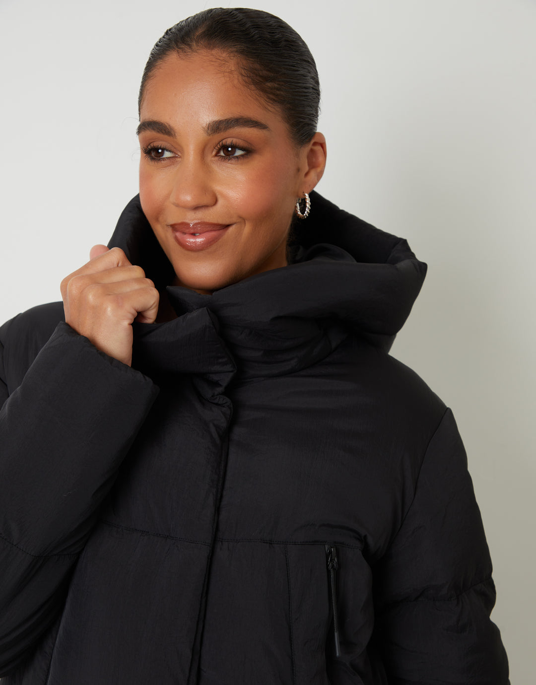 Black Petite Maxi Puffer Jacket
