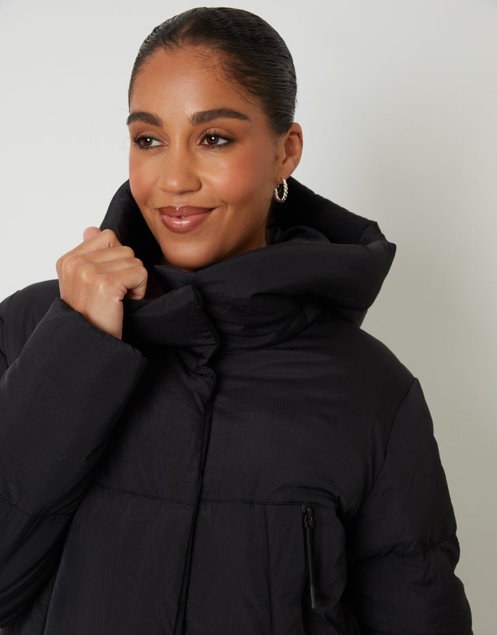 Black Petite Maxi Puffer Jacket