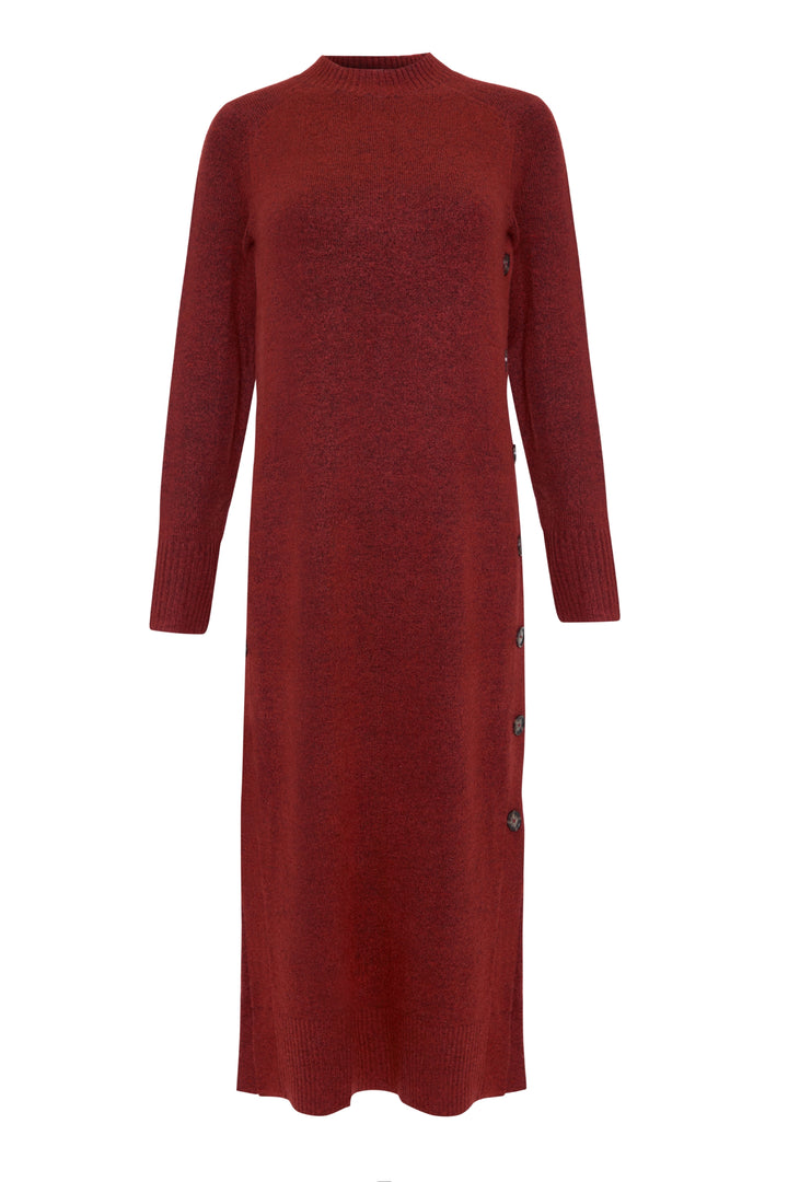 Rust Orange Knitted Side Button Detail Maxi Dress