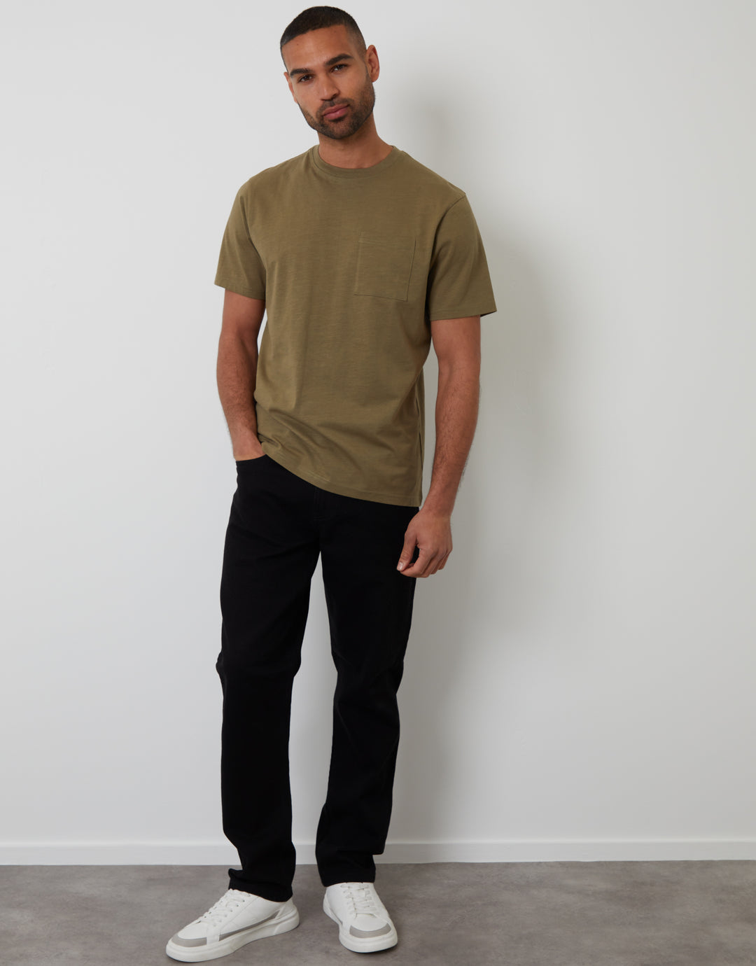 Khaki Green Jersey Slub Short Sleeve T-Shirt